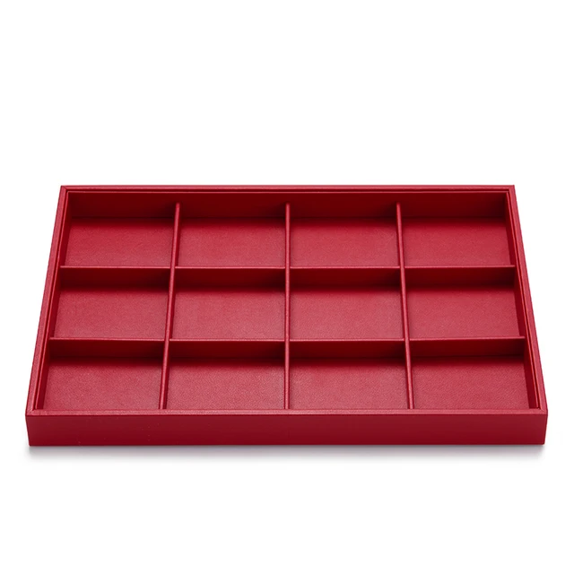 Oirlv-Présentoir à Bijoux en Cuir Rouge, pour Bague, Collier, Bracelet, Plateaux