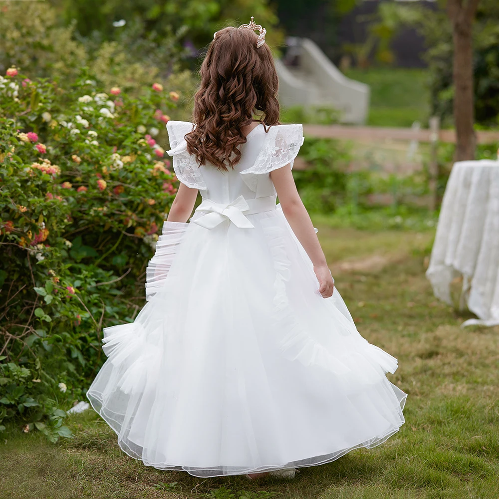 Vestidos de fiesta de dama de honor de flores blancas para niñas