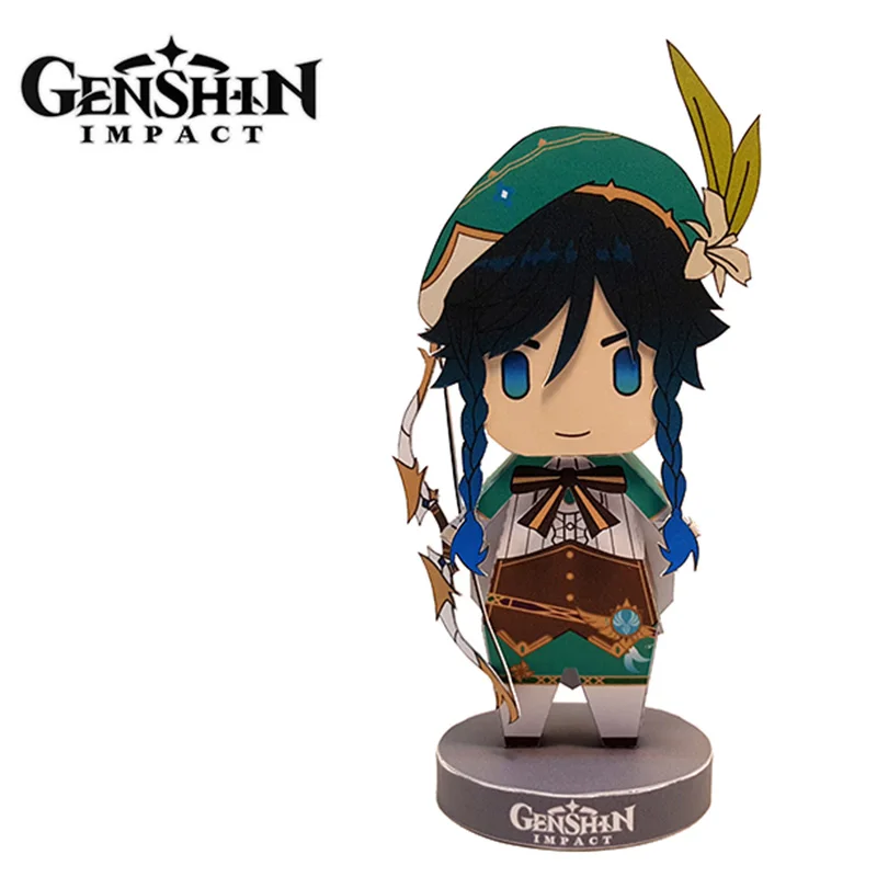 Genshin Impact Venti Figure Mini 3D Cute Paper Model Anime Papercraft Art Origami DIY Kids Adult Craft Toys PZ-131