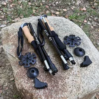 280g Lightweight Aluminum Alloy Trekking Poles Foldable 4-Sections Hiking Sticks Climbing Poles Collapsible Walking Sticks 1