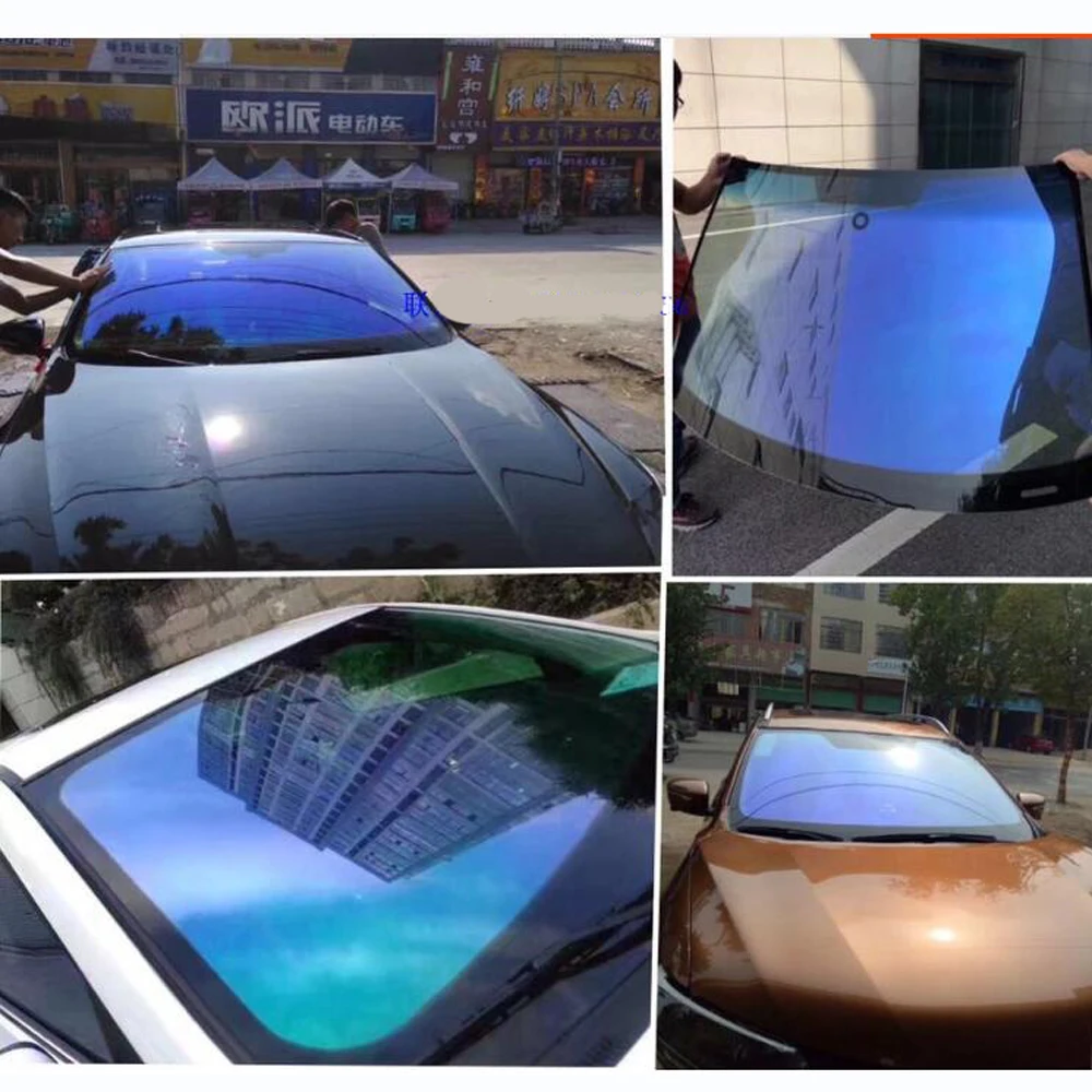 1.5M x 3M blu camaleonte VLT 67% vetri auto tinta parabrezza pellicola  solare rotolo parabrezza parasole protezione foil antideflagranti -  AliExpress