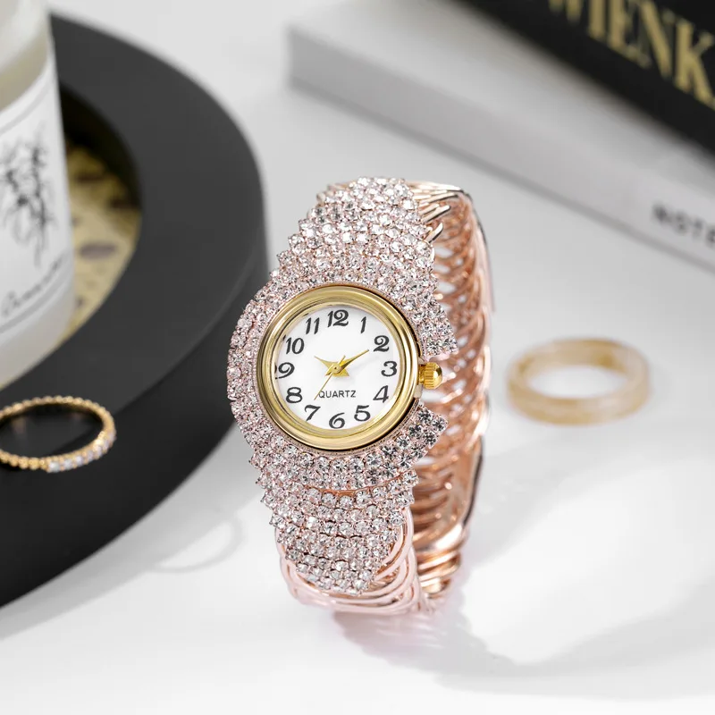 Women Gold Full Diamond Watch Ladies Wrist Watches Luxury Brand Rhinestone Women's Bracelet Watches Female Relogio Feminino 6