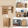 Costway Folding Sewing Table, Multipurpose Craft Station Desk, Display Cabinet With Shelves Storage, Lockable Wheels, Rolling 4