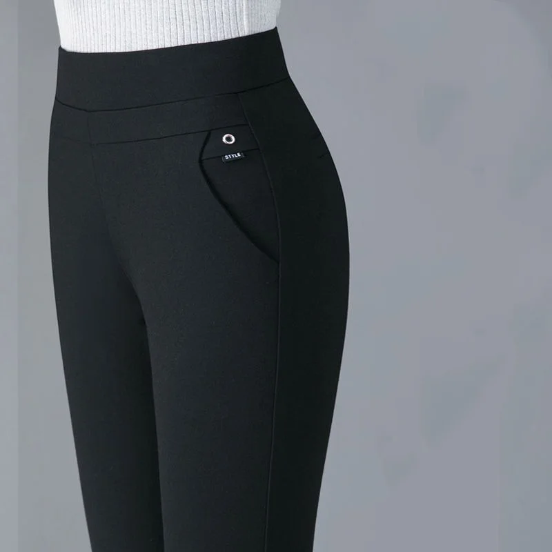Spring Summer New High Waist Slim All-match Pencil Pants Solid Plus Size Simplicity Straight Pants Fashion Office Women Clothing