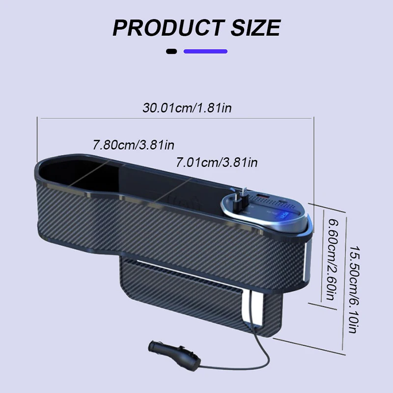 Wireless Charging Car Organizer Box with Fast Charge Cable