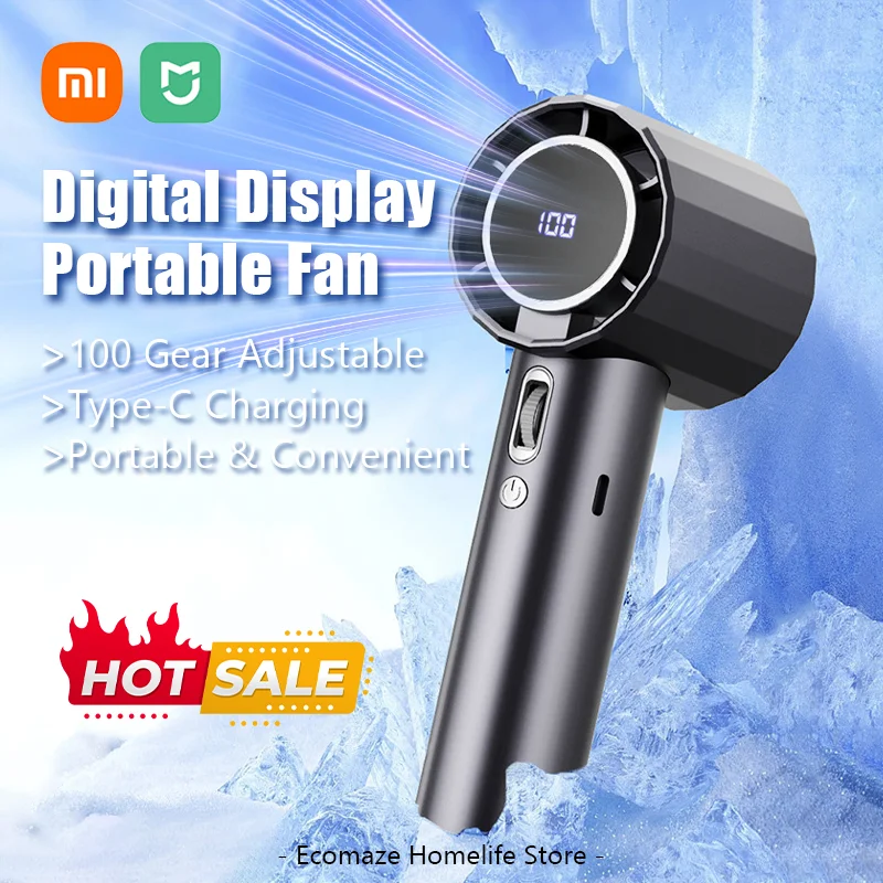 Iconic Brand Handheld Fan Type-C Rechargeable 100-Speed Adjustable Fast Cooling Outdoor Portable Ice Sensation Hurricane Fans Powerful