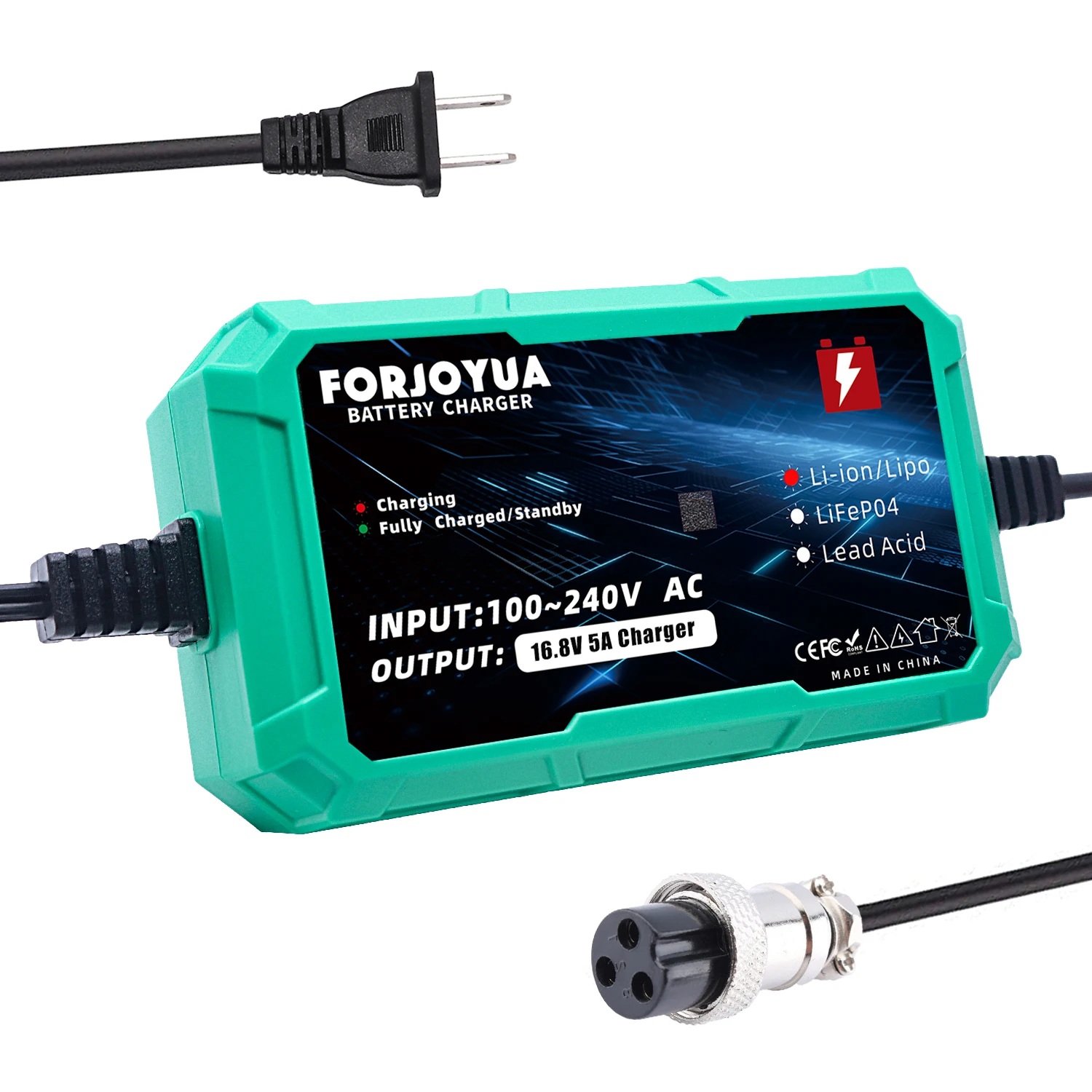 

QDD 16.8V 5A 4S Lithium Charger AC DC Charger 14.8V Charger with DC5.5 * 2.1 Connector