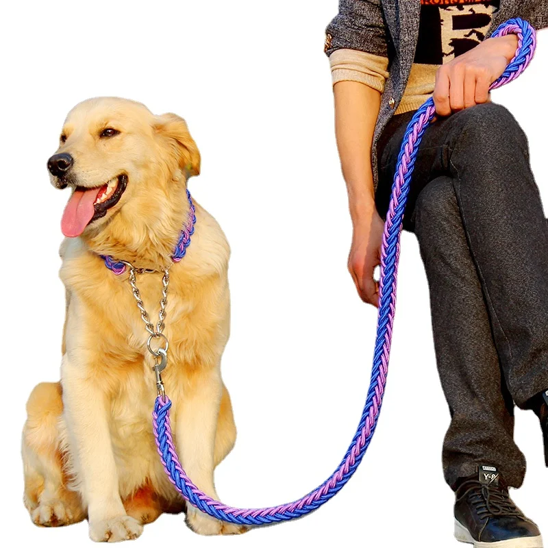 

Dog Traction Rope Eight-strand Braided Dog Walking Rope Medium and Large Dog Adjustable Collar P Chain Dog Chain Pet Dog Rope