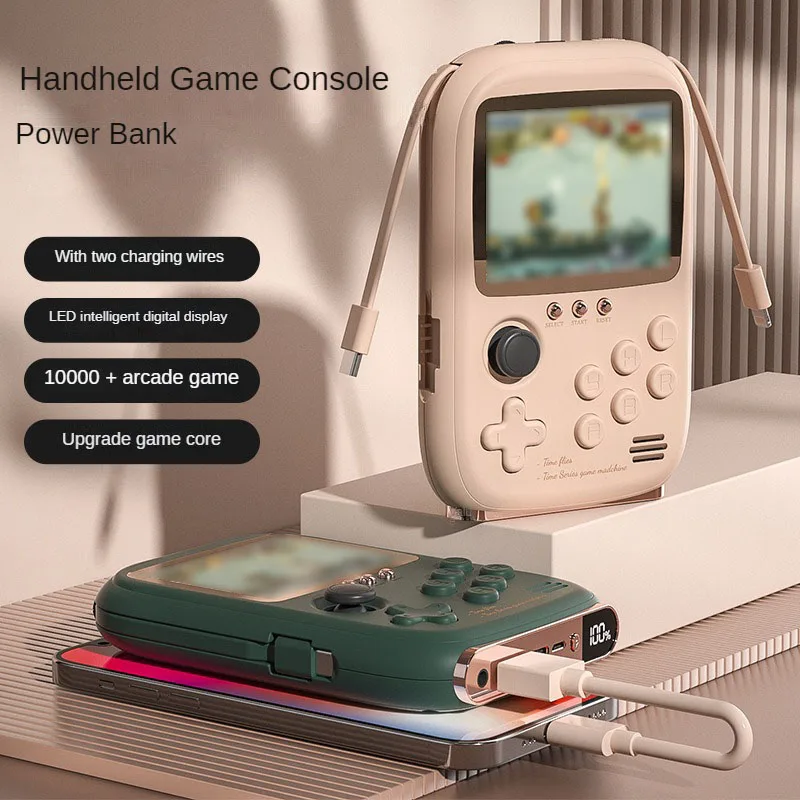 휴대용 레트로 핸드헬드 게임 콘솔, 6000Mah 용량 보조배터리, 3.2 인치 소프트 라이트 컬러 스크린, 10000 + 게임, DY19 신제품