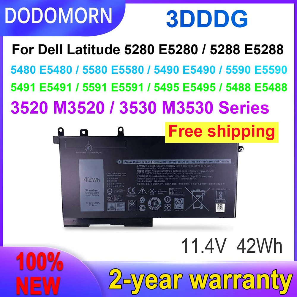 

DODOMORN 100% новый 93FTF & 3DDDG 3500 мАч аккумулятор для Dell Latitude 5280 5288 5480 5490 5590 5491 5591 5495 M3520 M3530 E5280 E5480