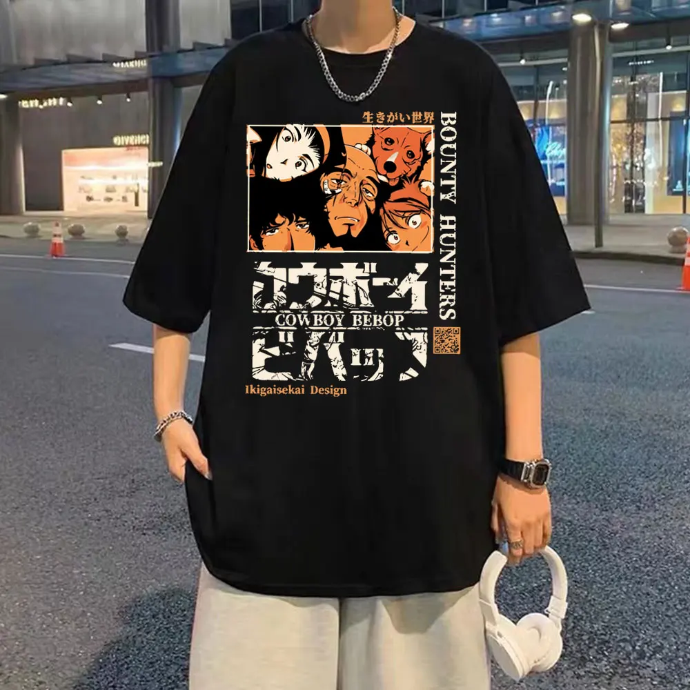 

Anime Cowboy Bebop Space Spike Spiegel Jet Faye Tshirt Men Women Harajuku Merch Y2k Cotton T-shirts Male Oversized Streetwear
