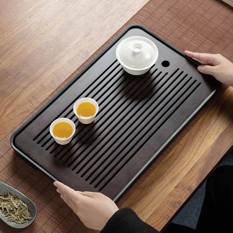 Portable Bamboo Tea Tray 1Pcs Small Household Simple Kung Fu Set Drainage Storage Drainage Dry and Wet Dual Use tea tray