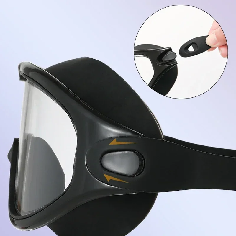 성인용 빅 프레임 수영 고글, 귀마개 포함, 전문 HD 김서림 방지 고글, 실리콘 안경, 남녀공용