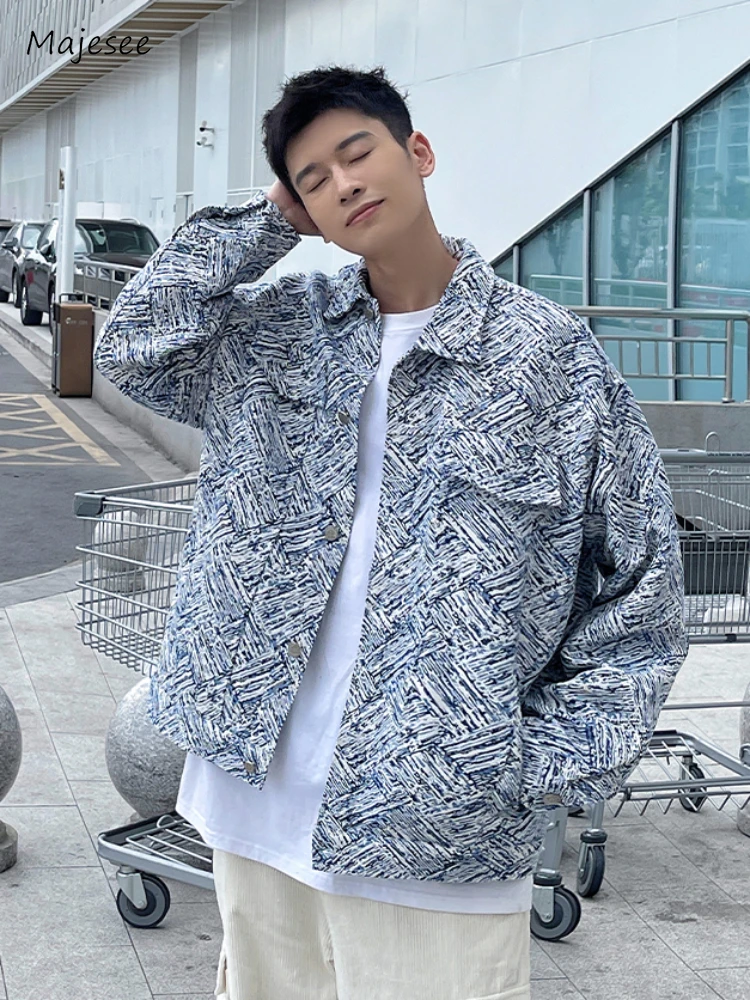

Jackets for Men Autumn Windbreaker Contrast Color All-match Single Breasted Popular Baggy Unisex Korean Style High Street Daily