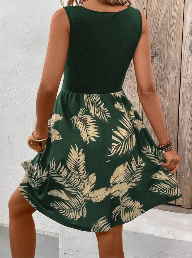 Vestido Curto Verde Tropical
