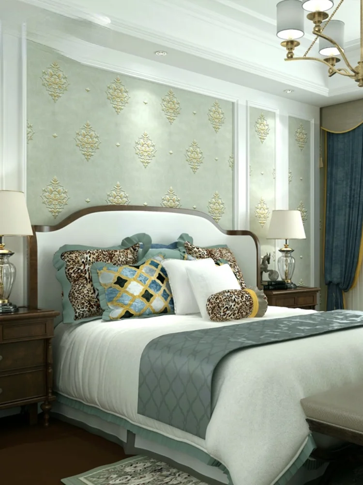 

European-Style Restaurant TV Background Wall Seamless Embroidery Wall Cloth Study Sofa Bedroom AB Entrance Wall Covering Fabric