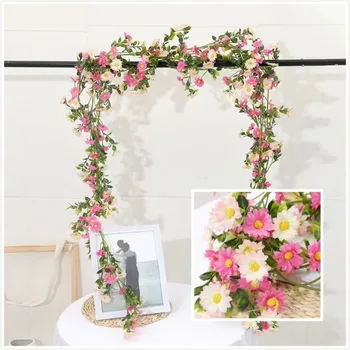New Simulation Sunflower Daisy Garden Flower Vine Sunflower Fake Flower Rattan Living Room Winding Indoor Decoration Blocking