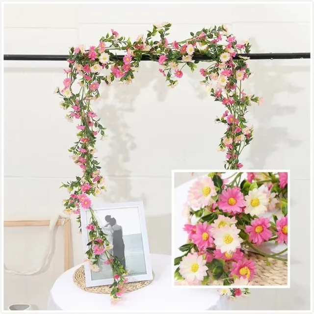 New Simulation Sunflower Daisy Garden Flower Vine Sunflower Fake Flower Rattan Living Room Winding Indoor Decoration Blocking