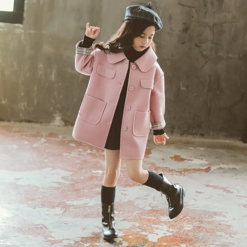 

Children's Woolen Clothes Winter Clothes Girls' Middle and Large Children's Overcoat Western Style Jacket Girl Winter Clothes