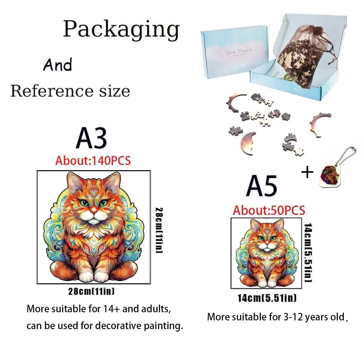 Interesting Cat Wooden Puzzles for Adults Kids Wood DIY Crafts Animal Shaped Christmas Gift Intelligent Wooden Jigsaw Puzzle 5