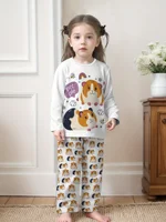 Boys And Girls Spring Autumn Winter Two Piece Set Long Sleeve Top With Trousers Hamster Pattern Design Trendy And Versatile