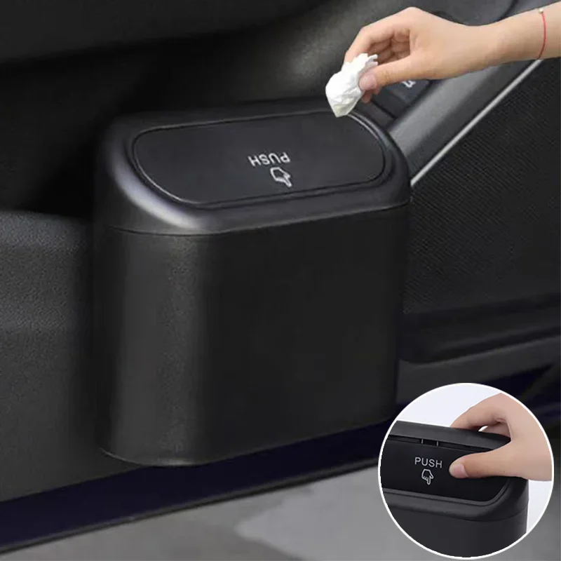 Multifunctional Car Storage Bin Car Waste Dust Box Garbage Truck Trash Can Hanging Tank Interior Accessories