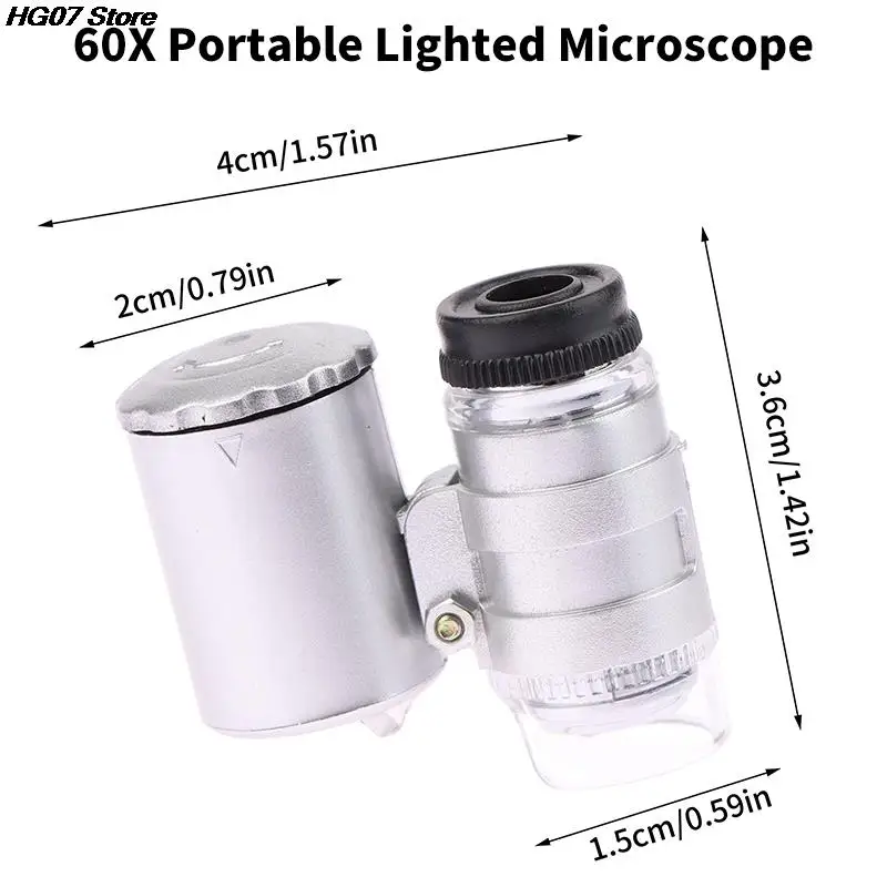 Mini Lentille 60X Loupe de Poche Microscope Avec LED - Outillages