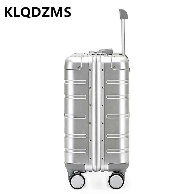 KLQDZMS Carry-on Luggage Men's Business Boarding Box Small All Aluminum Magnesium Alloy Trolley Case 18 Inches Cabin Suitcase