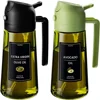 Olive Oil Dispenser,Sprayer for Cooking 2 in 1- Spray and Pour,Dark Green Glass Oil Bottlewith Stickers,16oz/470ml Oil Sprayer