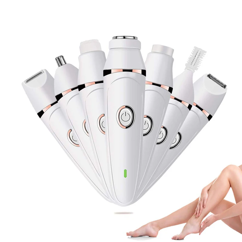 7 IN 1 Lady Shaver Kit Electric Razor for Women Bikini Trimmer Body Facial Epilator Painless Hair Remover Arms Legs Face |