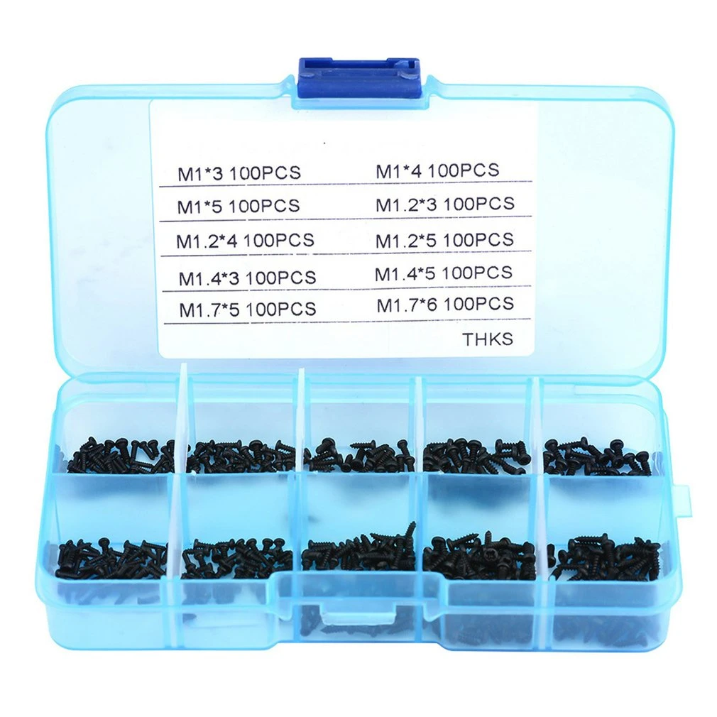 M1 M1.2 M1.4 M1.7 Mix PA Phillips Head Micro Screws Round Head Self-Tapping Electronic Mini Wood Screws Kit Pack of 1000 M1 M1.2 M1.4 M1.7 Mix PA Phillips Head Micro Screws Round Head Self-Tapping Electronic Mini Wood Screws Kit Pack of 1000
