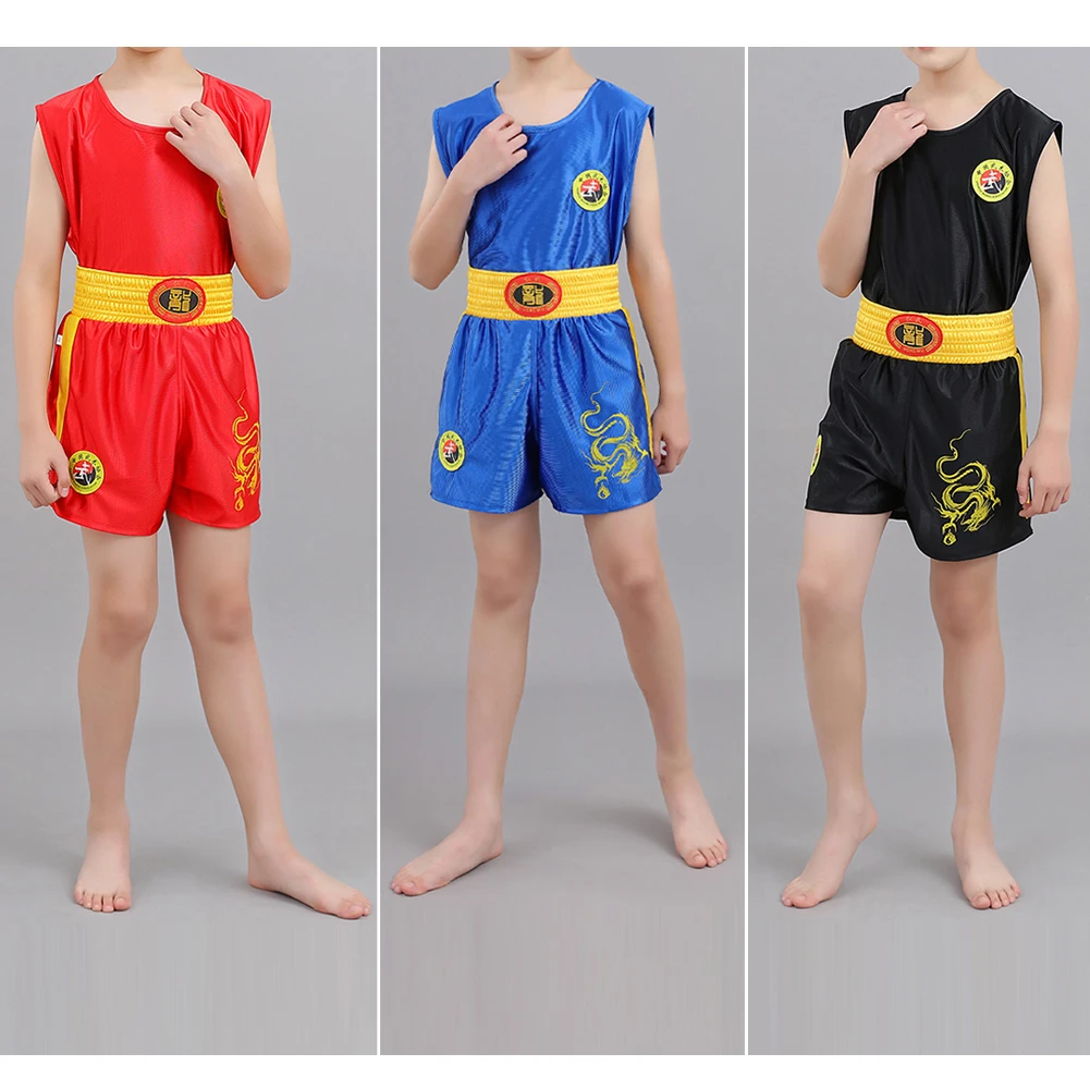 100-180cm Size Boxing Uniform Sanda Suit Wushu Sanda Combat Shorts Muay Thai Shorts Martial Arts Training Competition Uniform