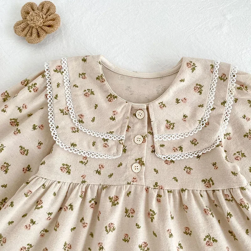 Autumn Floral Lace Kids Dress for Girls