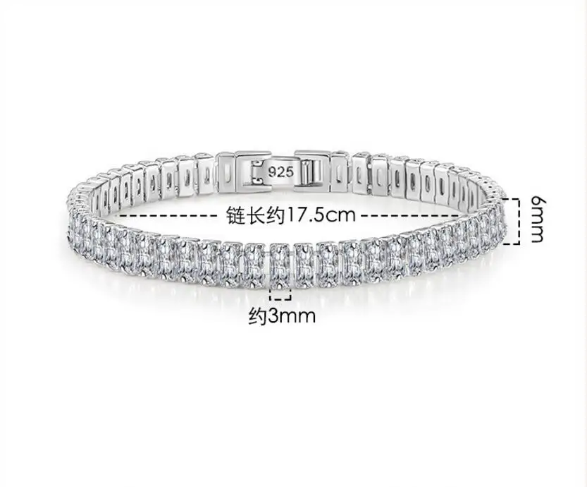 Elegant Black Jet Zircon Silver Tennis Bracelet - 925 Pure Silver, 3mm Round Stones, Women's Jewelry