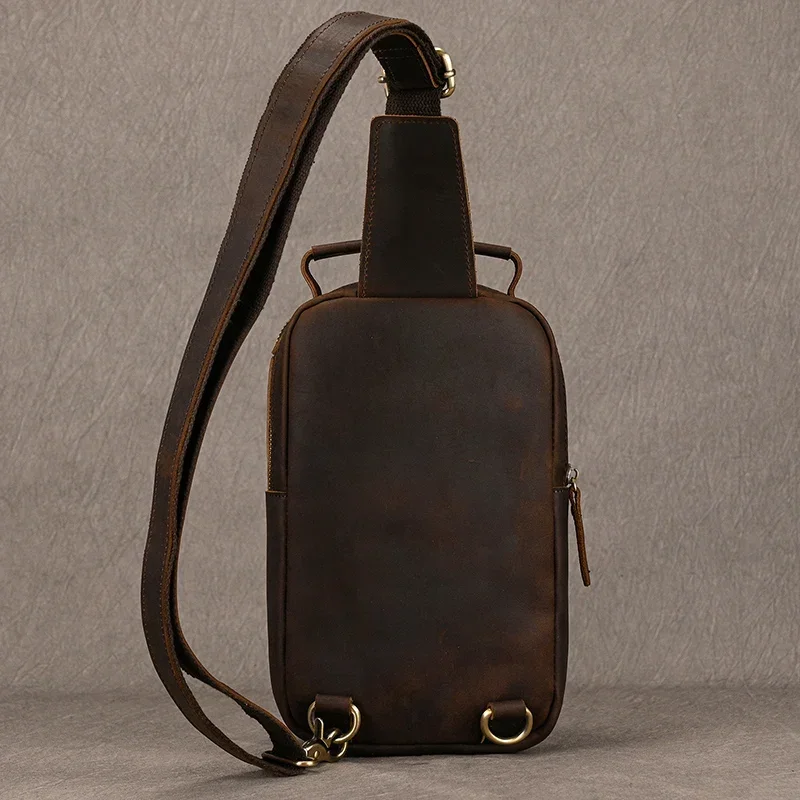 Genuine Leather Crossbody Chest Bag for Men