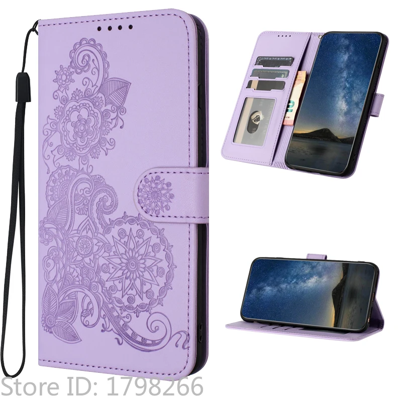 Luxury Pattern Flower Leather Phone Case - Flip Cover Wallet with Card Holder