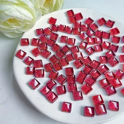 Blue Shine Assorted Glass Mosaic Tiles - 50 Piece Set for Crafts and Home Decoration (Rose Red Glitter)