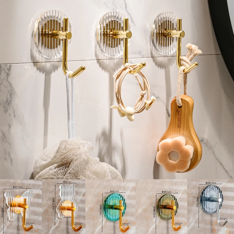 

2/1pc Luxury Acrylic Wall Hook Strong Adhesive Towel No Punching Hanging Wall Coat Hanger Door Key Bag Holder Cute Bear Colorful