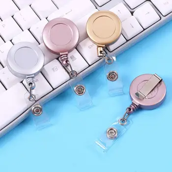 Gold Silver ID Card Holder Name Tag Keyring Clips Retractable Badge Reel Belt Clip Work Card Easy To Pull Buckle