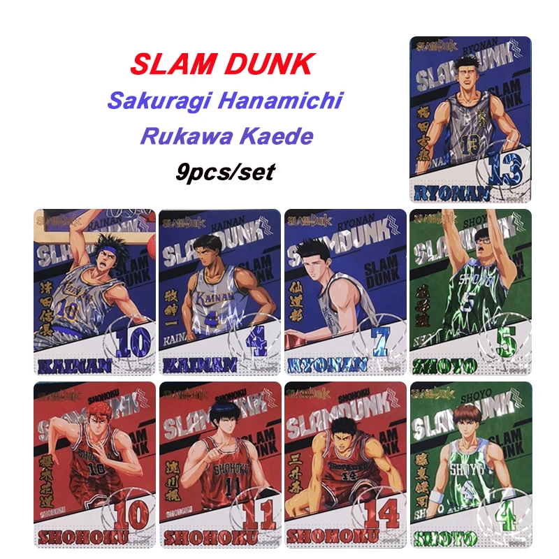 

DIY SLAM DUNK 9pcs/set Anime collection card Board game card toys Sakuragi Hanamichi Rukawa Kaede Flash card Christmas gift