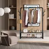 Garment Rack with Storage Shelves and Coat/Hat Hanging Hooks 4