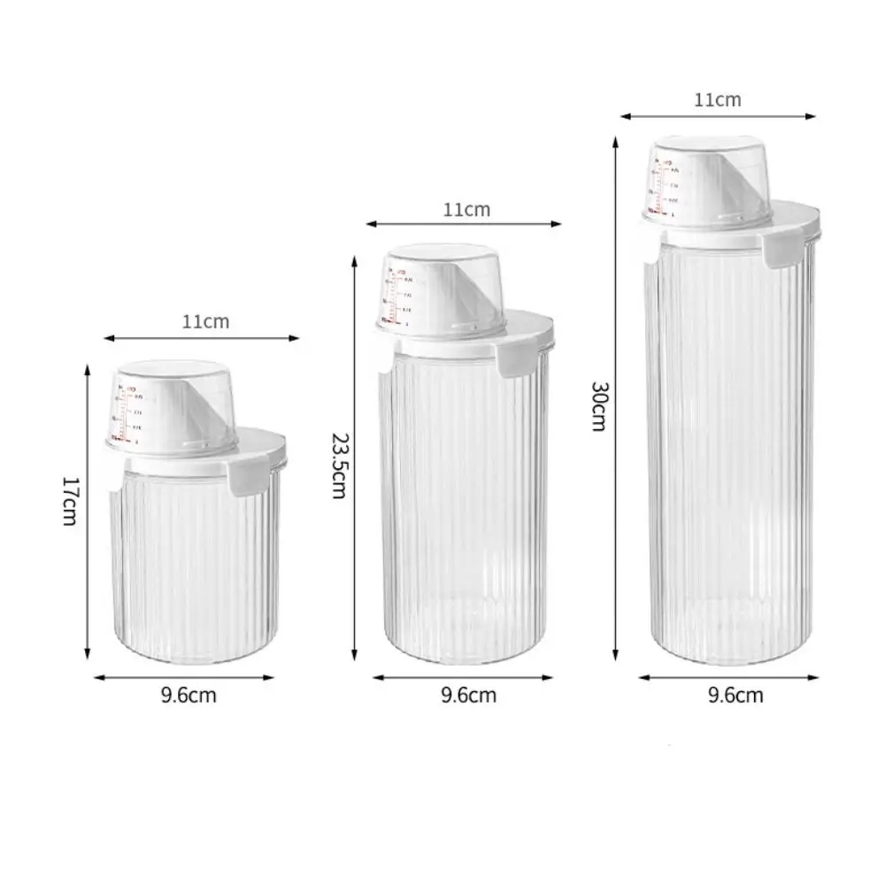 Transparent Laundry Detergent Dispenser Bottle with Measuring Cup Multipurpose Laundry Powder Storage Box Sealed