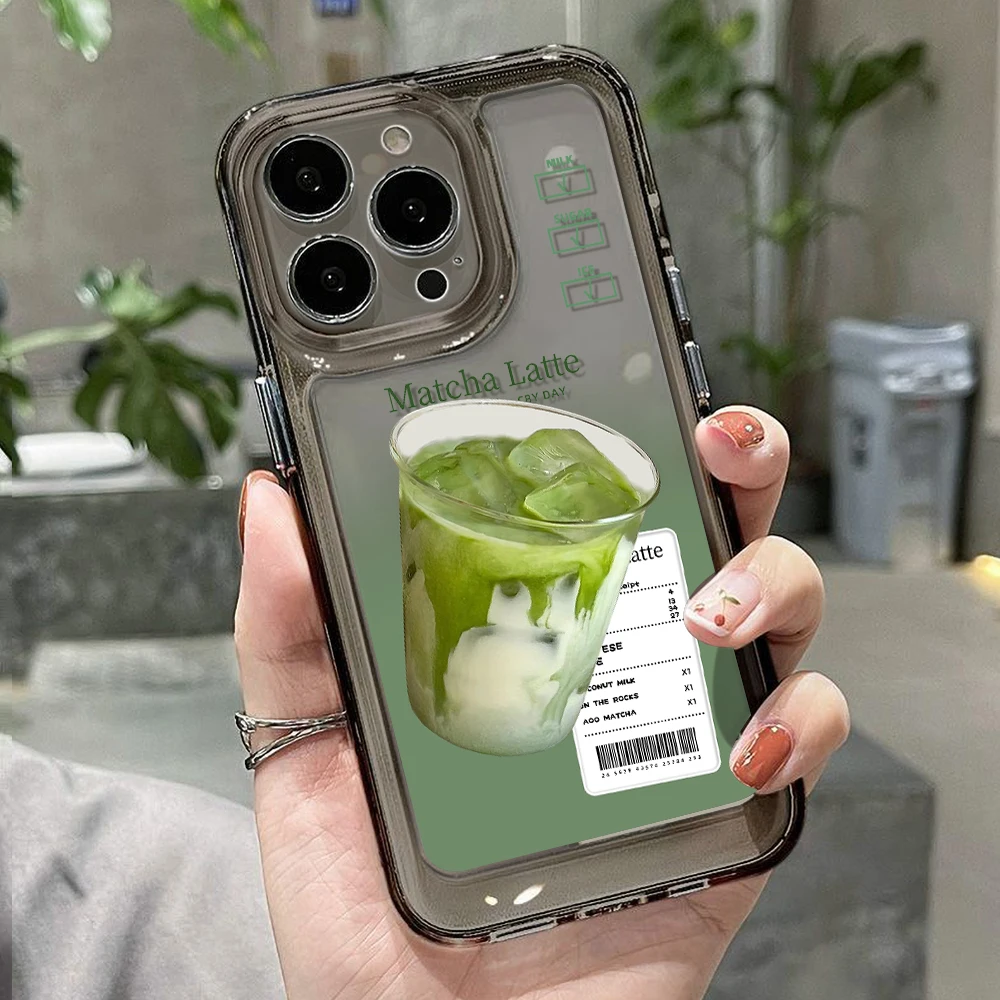 Retro Transparent Coffee Latte Label Phone Case Cover