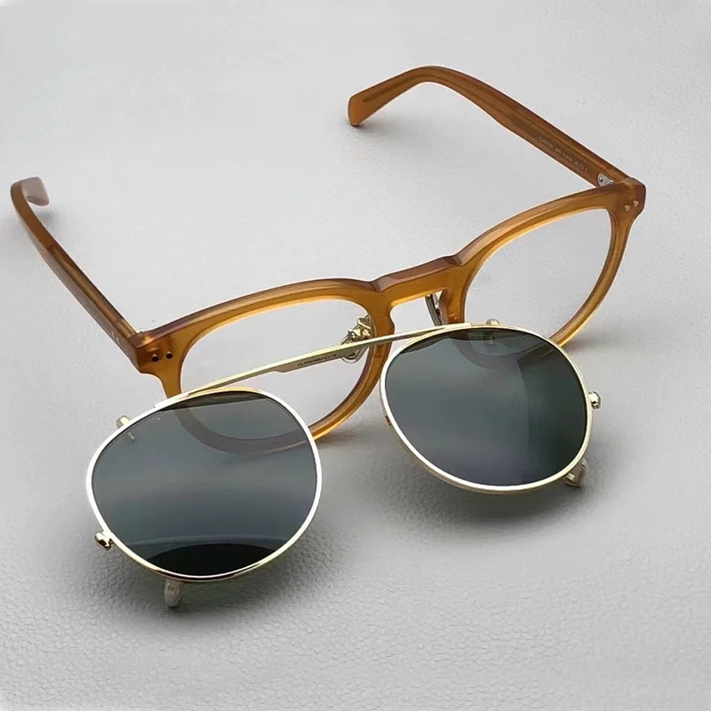 

One frame for two purposes oval Women's Sunglasses High Quality Acetate Fashion Designer Brand Men UV400 Outdoor eyeglass