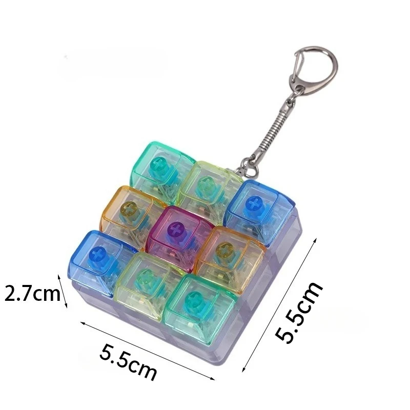9 Keys LED keyboard fidget keychain clicker button stress relief toy for adults office anxiety finger exercise sensory keycap