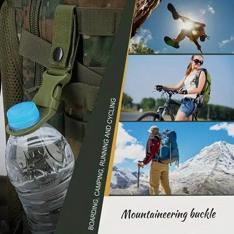 Versatile Water Bottle Holder Clip with Carabiner and Nylon Webbing