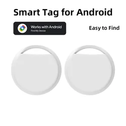 Universal Smart Tag Tracker for Easy Location of Keys, Wallets, and Pets (White - 2pack)
