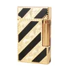 Luxury Brand Lighter Brass Lacquer Engraving Cigar Tobacco Smoking Cigarette Accessories Man Father Gifts Inflatable Butane Gas 1