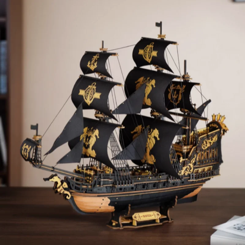3D Wooden Seahorse Barque Model Kit for Adults