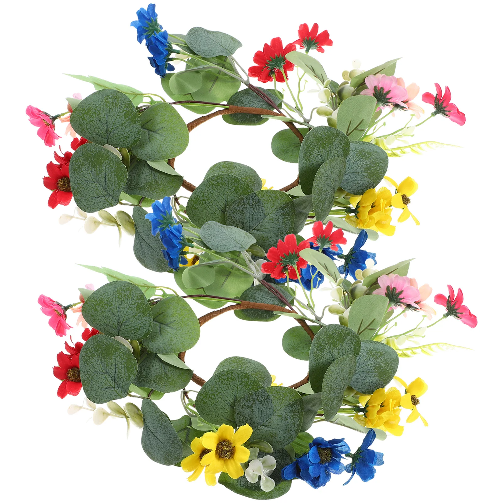 

2pcs Artificial Simulated Daisy Wreaths Summer Wreaths Ring Artificial Green Wreath For Farmhouse Wedding Party Decor